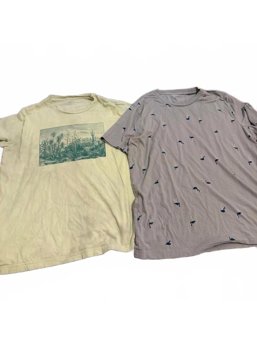 Old Navy Mens Large Gray & Cream Graphic Tee Shirts